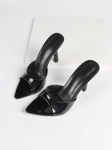 Giày sandal cao gót mũi nhọn màu đen gợi cảm dành cho nữ, thoải mái và thời trang, giúp kéo dài đôi chân. - màu đen - Xem 2