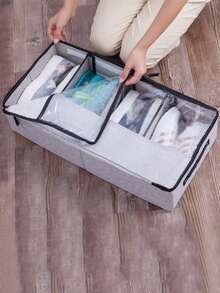 4 paires de boîtes de rangement pliables pour chaussures, grand organisateur de chaussures transparent avec poignée renforcée, étagère à chaussures modulable pour placard, rangement pliable en tissu sous le lit pour vêtements et chaussures - Voir 4