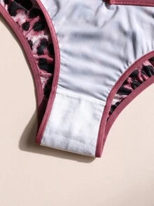 4件組性感豹紋比基尼女款內褲 V腰無縫冰絲面料 柔軟舒適透氣內衣 適合瑜伽運動與日常穿著 - 彩色 - 查看 8