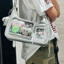 NEW Y2k Japanese Harajuku Shoulder Bag Womens Transparent Ita Bag Girls School Crossbody Bags For Women Female Designer HandbagsTrendy Women Crossbody Bag Lightweight Backpack Purse For Daily Use - 黑色 - 查看 9
