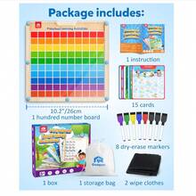 Coogam Back-To-School, School Supplies Wooden Hundred Board, 1-100 Number & Alphabet Tracing Toy For Toddlers, Math Manipulative & Fine Motor Skill Development, Early Educational Gift For Kids Ages 3+ - Multicolor - View 2