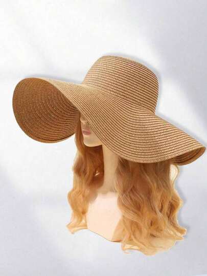 1 女士纯色波西米亚草帽 户外夏季