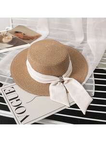 1 chapéu de sol feminino moderno para praia, ideal para férias. - Preto - Ver 8