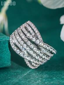 1 PC Pretty Cubic Zirconia Ring For Women For Wedding Engagement Anniversary Party Jewelry Valentine's Day Gift - 1# - View 5