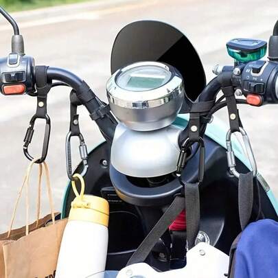 Ganchos para manillar de scooter de fácil instalación - Mosquetones de correa de nailon resistentes, se ajusta a la mayoría de scooters eléctricos, bicicletas eléctricas y motocicletas