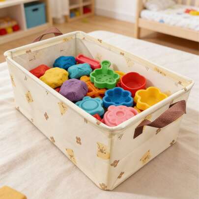 OBOVAY 1个大容量多功能卡通动物图案婴儿收纳盒，适合存放婴儿房内的物品、玩具、必需品和衣物，是女宝宝的理想之选。