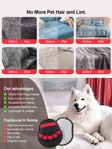1 pieza/2 piezas Guante quitapelos para mascotas - Cepillo quitapelos de doble cara adecuado para perros y gatos, guante quitapelos eficiente para muebles, alfombras y ropa - Multicolor - Ver 6