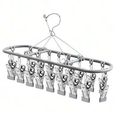 Drying Rack Clothing With 20 Clips Sock Hanger For Drying Hanging Clothes Dryer Underwear Hangers Racks Laundry Herb Socks Panty Wet Bra Lingerie Baby Delicates Foldable Small Indoor Metal