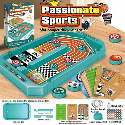 Juego de mesa 6 en 1, juguetes interactivos y rompecabezas para niños, que incluye fútbol, bolos, baloncesto y otros juegos de habilidad divertidos, adecuado como regalo de cumpleaños para niños y niñas