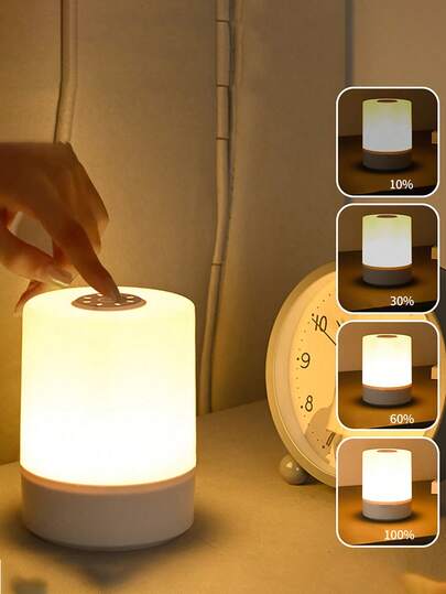 1pc Mini Night Light, C-Type Charging, 3-In-1 Function, Adjustable Light Color & Brightness, Soft Dimming, Compact Touch Control Bedside Lamp, Suitable For Nursery, Bedroom, Hallway