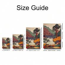 1幅复古风景艺术印刷品，复古山水风光墙画，温暖的大地色调海报，经典自然家居装饰，适用于卧室、客厅、浴室、走廊，无框 - A - 查看 3