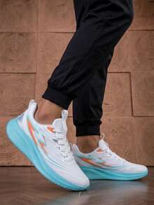 CHAODIAN Chaussures de course de marathon pour adolescents, semelle épaisse avec absorption des chocs, maille respirante, baskets de jogging, chaussures de sport décontracté, athlétisme et fitness - Blanc - Voir 7