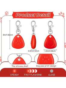 1pc Silicone Pet Luminous Pendant, Outdoor Walking Warning Light, Anti-Lost Glowing Collar Accessory - One Size - View 7