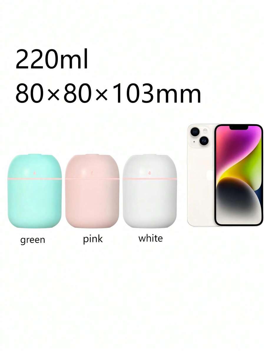 迷你便携式加湿器 - 紧凑型桌面加湿器，带氛围 LED 灯，简约设计，低噪音，空气清新剂 - 适用于卧室、汽车 - 彩色 - 查看 1