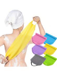 2pcs/1pc Shower Back Exfoliating Brush With Handle - African Loofah Back Scrubber, Exfoliating Sponge And Shower Cloth; Back Cleaning Bath Brush/Rope Brush; Stretchable Nylon Exfoliating Cloth For Face, Back And Body Massage; Reusable, Neutral Design; Thick And Durable Back Scrub Brush. - View 1