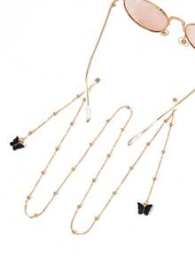 1条女士蝴蝶眼镜链，金色或银色可选，适合男女时尚眼镜，时尚眼镜配饰 - 彩色 - 查看 5