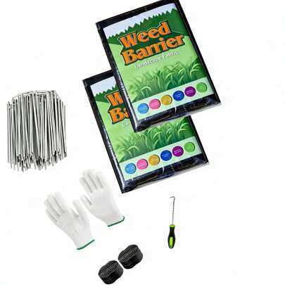 2 piezas 2x13m Tela de barrera gruesa no tejida con herramienta de corte, tela paisajística resistente para huerto, jardín, fácil instalación, tela protectora de suelo duradera para el patio