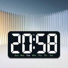 4-Season Large Digital Display Clock With Temperature, Wall Mounted Electronic Clock With Date, Week, Temperature, Dual Alarms, 3 Brightness Levels, Suitable For Living Room, Bedroom, Office, USB Powered Or 2*AAA Batteries (Batteries Not Included) - Multicolor - View 2