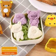 Bộ 3 khuôn cắt bánh mì/bánh quy hình động vật dễ thương, khuôn làm bánh mì bento, dụng cụ cần thiết để làm thức ăn dặm và bánh mì sandwich cho bé. - Gấu+Hoa+Thỏ - Xem 2