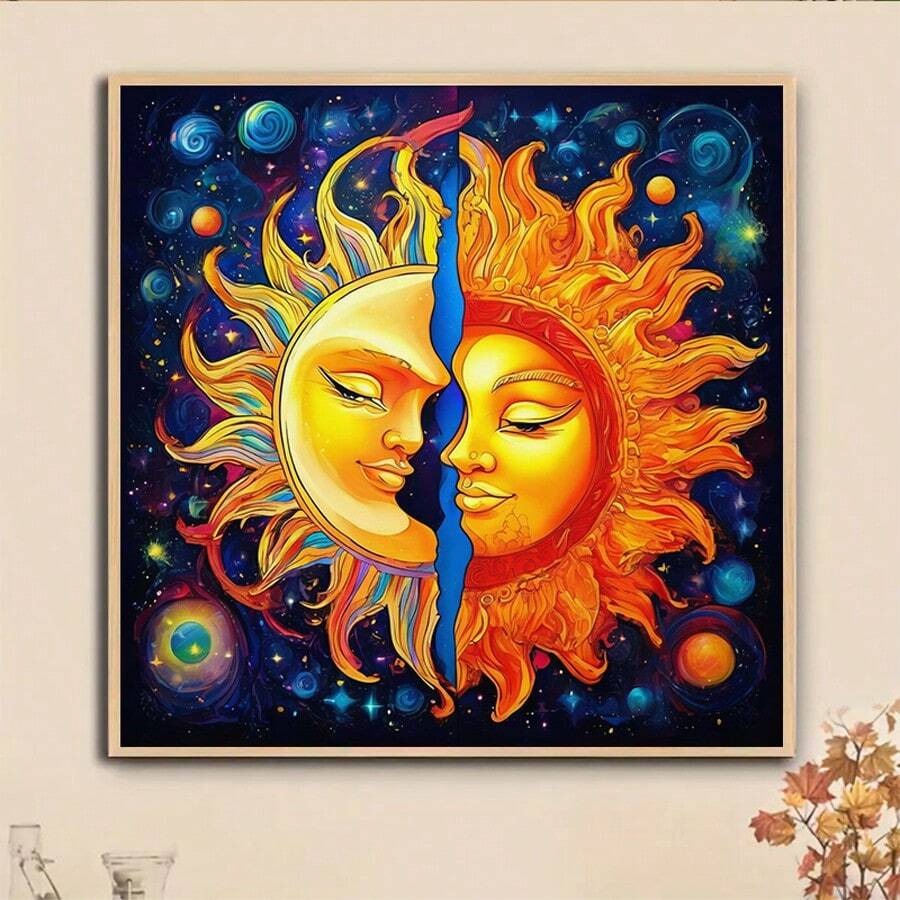 1 buc. Kit de pictură cu diamant 5D DIY cu model cer înstelat și soare, [30*30cm/11.8*11.8in] [40*40cm/15.7*15.7in], potrivit pentru începători adulți, mozaic DIY cu diamant, broderie completă, hobby lucrat manual, pictură decorativă pentru living, dormitor, birou, cadou surpriză pentru familie și prieteni, fără ramă - Fără cadru - Vizualizare 1
