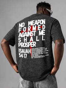 男士时尚字母雪花印花短袖T恤，夏季 - 黑色 - 查看 1