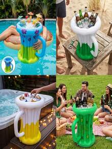4 pièces Seau à glace gonflable en PVC en forme de verre à vin portable, sans alimentation électrique, idéal pour la plage, les barbecues et les fêtes d'été, rafraîchisseur de boissons amusant pour les cocktails et les boissons, essentiel pour les fêtes d'Halloween et de Noël - A - Voir 10
