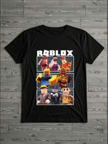 R-O-Bl-Ox Themed T-Shirt For Kids With Favorite Characters  Short Sleeve Tee Perfect For Gaming And Casual Wear - 黑色 - 查看 1
