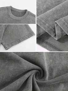 1PC Y2K Vintage Washed-Shirt |   Men's Graphic Tee |   YLA Dripping Skull Design Pattern |   Gifts Men Or Boyfriend |  % Cotton |   230Gsm Thickened Fabric |   Unisex 3YJK - Grey 2 - View 2