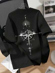Camiseta de Hombre con Estampado y Hombros Caídos Manfinity - Negro 2 - Ver 3