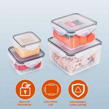 Caperci 4个带盖密封食品储物盒 - 100% 防漏，塑料餐食准备容器，适用于厨房收纳整理，可用于洗碗机、微波炉和冰箱。 - 透明色 - 查看 4