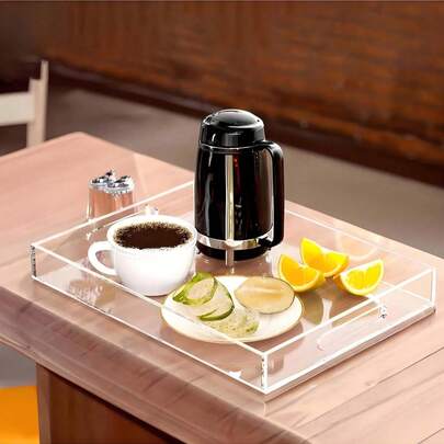 1 khay acrylic, hộp đựng hình chữ nhật trong suốt đa năng, thời trang, tiết kiệm không gian, có thể dùng để đựng mỹ phẩm, đồ ăn nhẹ, đồ dùng vệ sinh cá nhân và thực phẩm.