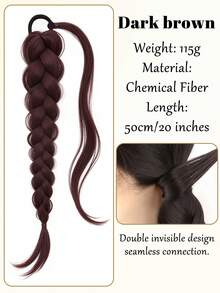 Synthetic Braided Wig, Elastic Hairband Ponytail, Slouchy Hairstyle Long Braid Fake Ponytail - Multicolor - View 10