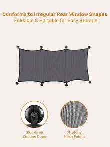 1Set Car Rear Window Sunshade With 8 Suction Cups, Universal Fit Car Back Window Shade For Baby, Ideal For Families With Kids' Daily Commute & Travel - Black - View 4