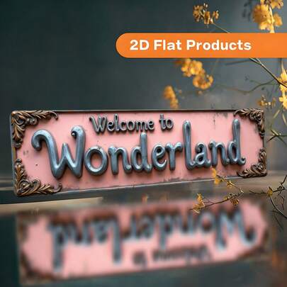 2D Flat Retro "Welcome To Dreamland" Sign - Rustic Decor Sign With Delicate Frame, 3.9X15.7 Inches, Easy To Install Indoor/Outdoor Hanging, Suitable For Home, Farmhouse, Cafe, Garage