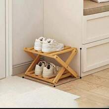 1个简易可折叠竹制鞋架，无需安装，适用于客厅、卧室、阳台、玄关等场所。 - 薑色 - 查看 4