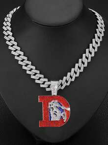 1 chiếc dây chuyền mặt chữ D và hình ngựa lấp lánh phong cách Hiphop, trang sức thời trang dành cho rapper, quà tặng phong cách đường phố Punk. - Dây chuyền mặt dây chuyền hình ngựa chữ D - Xem 15