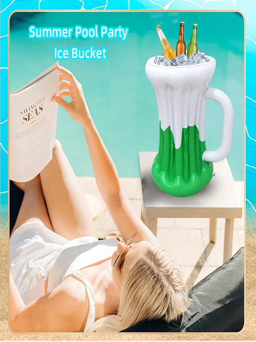 4 pièces Seau à glace gonflable en PVC en forme de verre à vin portable, sans alimentation électrique, idéal pour la plage, les barbecues et les fêtes d'été, rafraîchisseur de boissons amusant pour les cocktails et les boissons, essentiel pour les fêtes d'Halloween et de Noël - A - Voir 1
