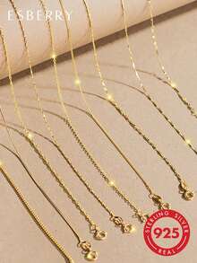 ESBERRY 女士时尚百搭简约素圈项链 - 金色 - 查看 2