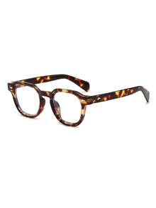1 Pair Women's Leopard Print Square PC Frame Vintage Chic Casual Street Style Fashion Office Personalized Rivet Flat Lens Glasses - Leopard Print - View 3