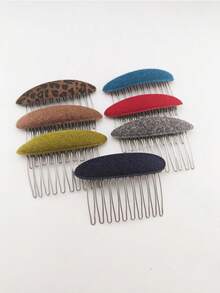 1pc Leopard Print Casual 10-Tooth Stainless Steel & Alloy Side Comb, Suitable For Daily Wear - Multicolor - View 1