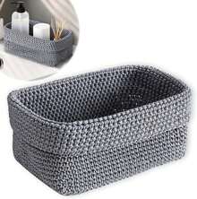 Cesti, bagno, cesti portaoggetti intrecciati, piccoli cesti, cesti intrecciati all'uncinetto, cesti portasciugamani per gli ospiti, cesti da bagno, cesti, scatole portaoggetti intrecciate per bagno, cucina, soggiorno - Grigio - Visualizzare 1
