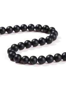 4/6/8/10mm Natural Matte Black Agate Stone Beads, Round Loose Spacer Beads For Jewelry Making DIY Necklace Bracelet Accessories. - Black - View 2