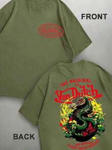 Women Men Double Side Print Von Ditch Dragon Floral Design Red And Green Print Fabric Soft & Skin-Friendly Unisex Style Gifts For Spring Festival, Valentine's Day, St. Patrick's Day & World Cup-Van Dutch Dragon Print Women T Shirt Classic Americana Style Graphic, Vacation Outfits Women,Summer Outfits For Women,Spring Outfits For Women,Summer Tops, Easter Outfit Women - 白色 - 查看 10