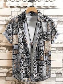 Summer Hawaiian Floral Short Sleeve Polo For Men - A508D-AL23656 - 查看 3