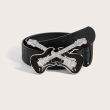 1pc Women's Lacquered Coffee Color Waist Belt, Suitable For Daily Use - Black - View 6