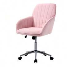 Height-Adjustable Swivel Office Chair For Home And Bedroom, Ergonomic Swivel Chair With Backrest, Suitable For Long Periods Of Sitting. - Pink - View 7