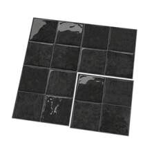工业风优雅黑灰色PVC光滑加厚自粘方形3D墙砖，色彩柔和，粘贴牢固，防水耐磨，适用于厨房、浴室、客厅、卧室、壁炉等，尺寸为6英寸x 6英寸/15.25x15.25厘米 - A - 查看 12