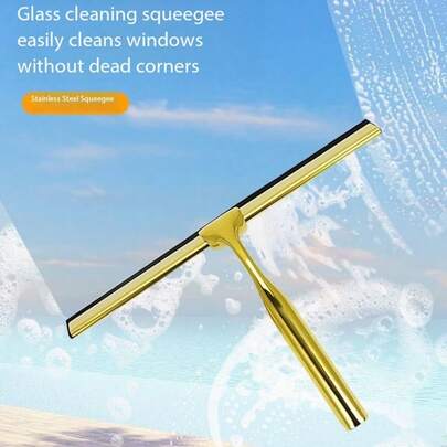 Dụng cụ cạo kính nhà tắm, bàn chải vệ sinh một mặt, gạt nước bằng hợp kim kẽm mạ vàng, dụng cụ vệ sinh bằng thép không gỉ, dụng cụ cạo kính đa chức năng, bàn chải kính, dụng cụ vệ sinh kính nhà tắm, dụng cụ vệ sinh kính gia đình, dụng cụ cạo kính trong nhà, bộ dụng cụ vệ sinh