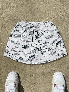 MAISONFOX Men's Loose Ocean Print Drawstring Waist Casual Shorts, Lightweight & Breathable, Suitable For Beach/Vacation In Summer, And Daily Wear In Spring/Summer - White - View 8