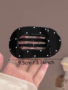 4 piezas/1 pieza Pinzas para el cabello planas ovaladas con estampado de lunares vintage, pinzas cómodas para moños, coletas, peinados, disponibles en varios colores, elegantes, minimalistas, adecuadas para uso diario, casual, commute, accesorios de playa, festival, fiesta - Multicolor - Ver 4